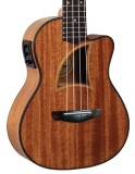 Eddy Finn herringbone Mahogany Concert Ukulele Electric Tropical mahogany delivers a unique mellow tone and is at the heart of our EF-9 collection of ukuleles. Prized for it’s use as a superior tonewood, the Eddy Finn EF-9 series of ukes are hand crafted of straight grained timber for the top, back, sides and neck then accentuated with gorgeous herringbone binding for a touch of refined sophistication. The open grained matte finish is lightly applied to capture that distinctive reddish-brown tint while allowing maximum string transfer for a vibrant and lively tone. Available in Soprano, Concert and Tenor sizes as well as a beautiful electric model with active electronics and built-in digital tuner for stage or studio applications. Size: Concert Top: Mahogany Back/Sides: Mahogany Neck: Mahogany Bridge: Walnut Fingerboard: Blackwood Strings: Aquila Nut: Composite Finish: Open Matte Overall Length: 24" Frets: 18 Body Width Lower: 8 1/2"" Upper: 6 1/4" Scale Length: 15" Bracing: Ladder Body Depth: 2 1/4" Body Length: 10 7/8" Neck Width: 1 3/8" Tuners: Sealed Die-Cast Active: 3 band pre amp and pick up system